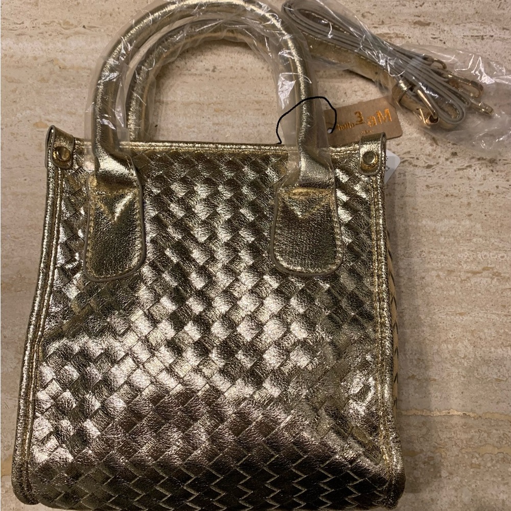 Elegant Gold Quilted Tote Bag